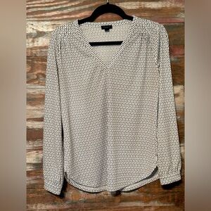 Ann Taylor Navy and White Print Shirt